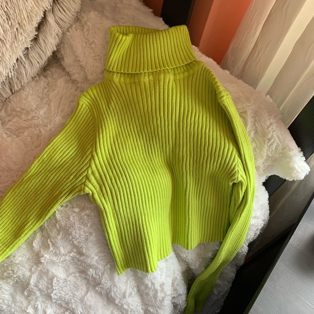 Lime green turtleneck